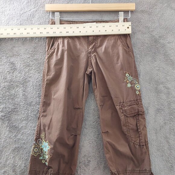 Vintage Cherokee Girls Brown Embroidered Capri Pants Size 8 - Picture 2 of 8